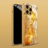Premium Electroplated Glass Phone Case for iPhone 17 16 15 14 13 12 11pm Pro Plus. Gold Sunburst Texture for a Luxurious Finish.