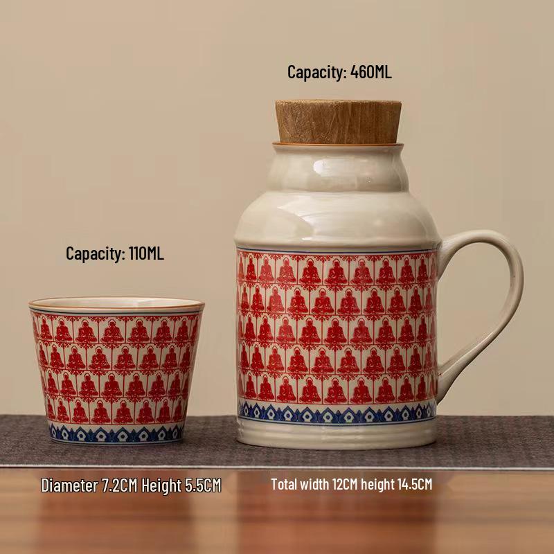 Ru Kiln Ceramic Insulated Teapot Set: Mute Thermos Pot with Teacup and Lid, Large Capacity, Chinese Style Office Cup.