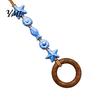 Decorative Wood Bead Towel Hanger Beaded Hanger, Bohemian Wall Mounted Ring Hand Pastoral Style Organizer Holder, Hemp Rope Storage Rack for Bathroom