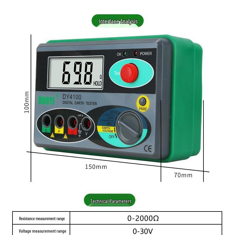 DY4100 High-Precision Digital Ground Resistance Tester for Lightning Protection
