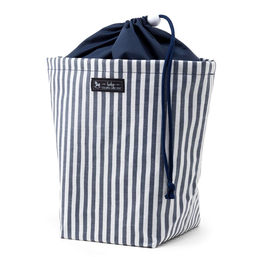 

Deodorizing Diaper Pouch for Made in Basic Stripe Navy B1104800 (Drawstring) Outings, Japan, (100% Cotton), Blue,