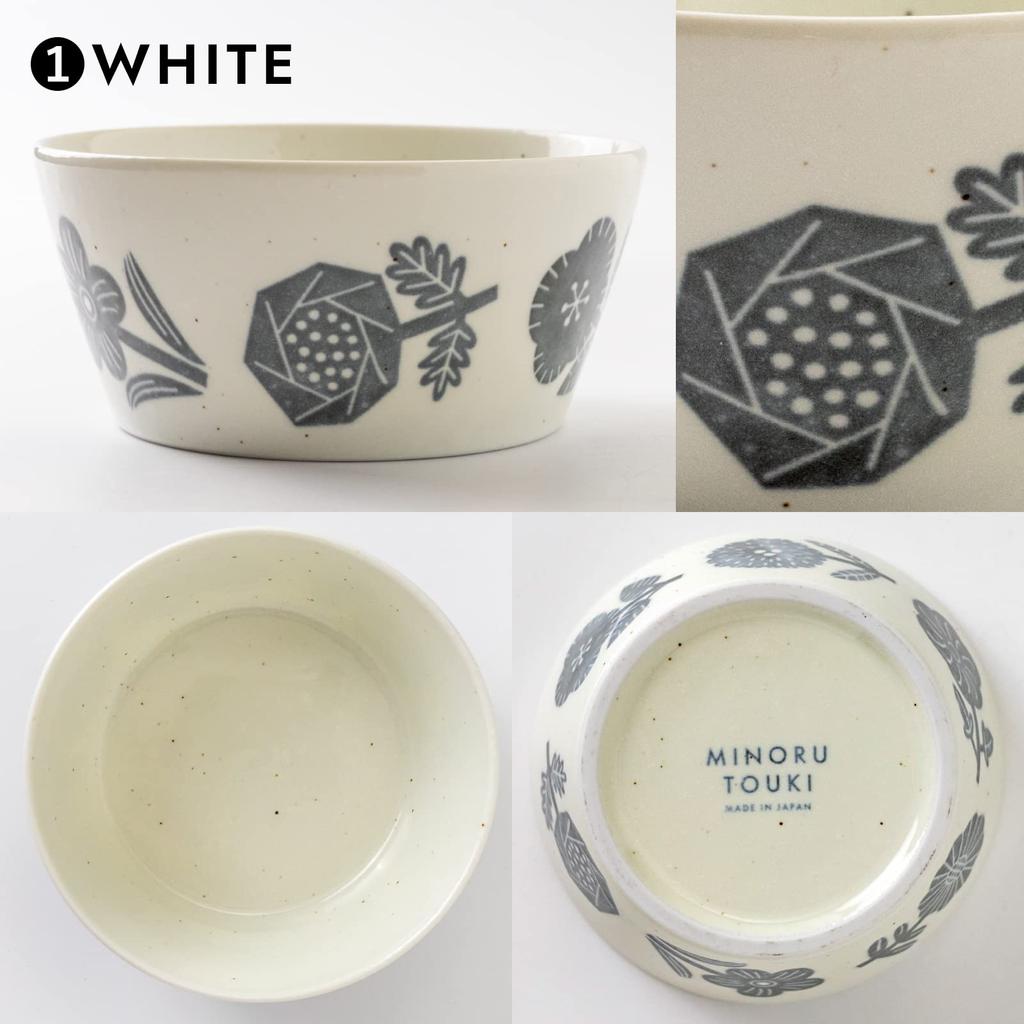 Minoru Pottery Mino Ware PLANTAREE-RIKKA- 130 Pack Bowl White Set of 2 13.0cm
