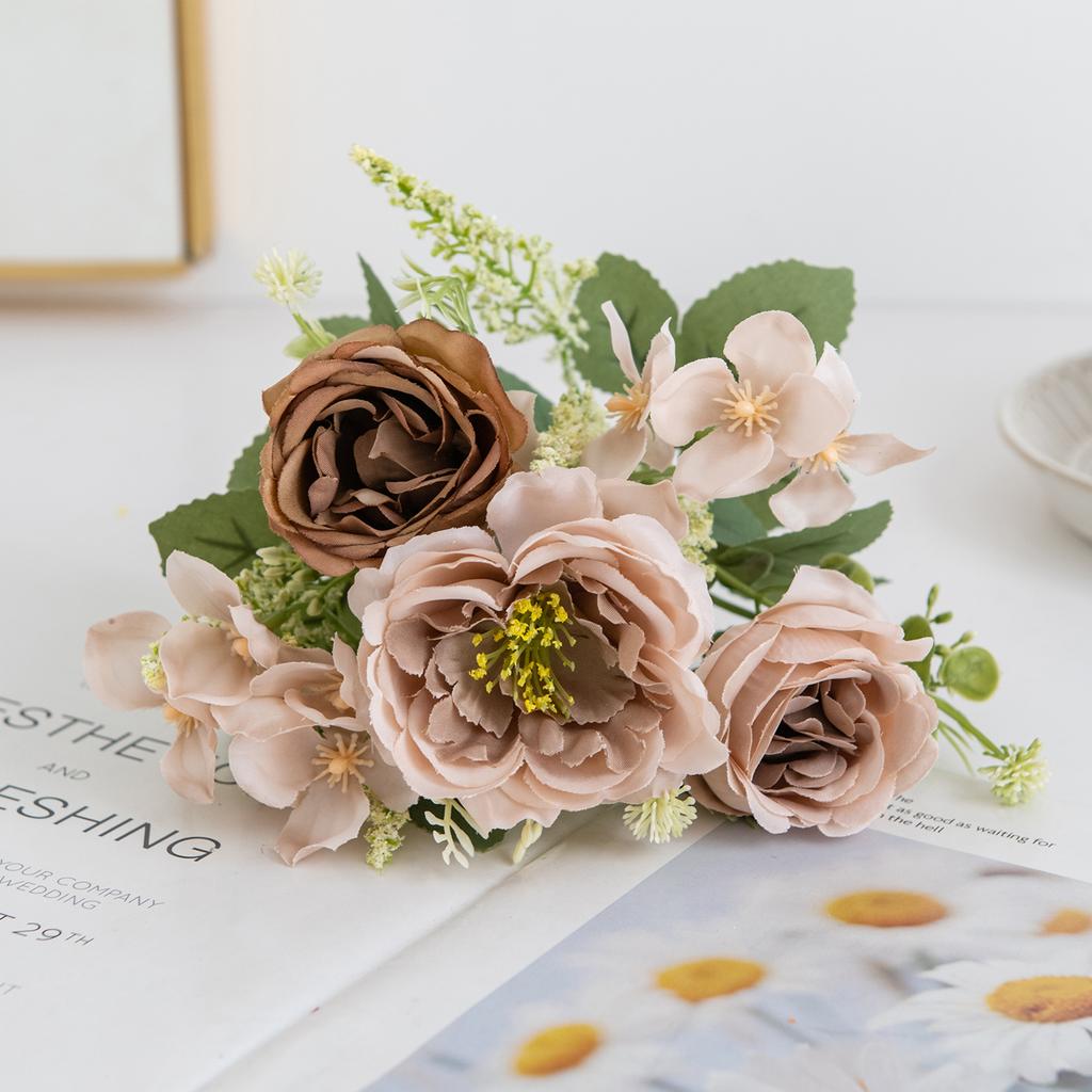 Artificial Flowers High Quality Silk Peony Hydrangea Festival Wedding Bridal Bouquet Home Room Table Vase Wreath Diy Gift Decora