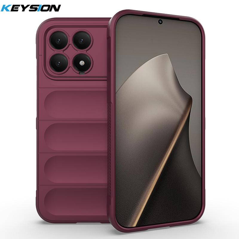 

KEYSION Shockproof Matte Phone Case for Xiaomi POCO F8 Ultra F8 Pro Anti-skid Soft Silicone Phone Back Cover for POCO F8 Pro for POCO F8 Pro вина червоного кольору