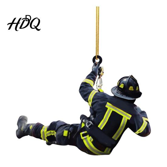 Weihnachtsdekoration Feuerwehr-Rüstung Feuerwehrmann-Uniform Auto-Rückspiegel Anhänger Zubehör Baum-Wichtel Schmuckstück Hängender Anhänger Innenraum Rückspiegel