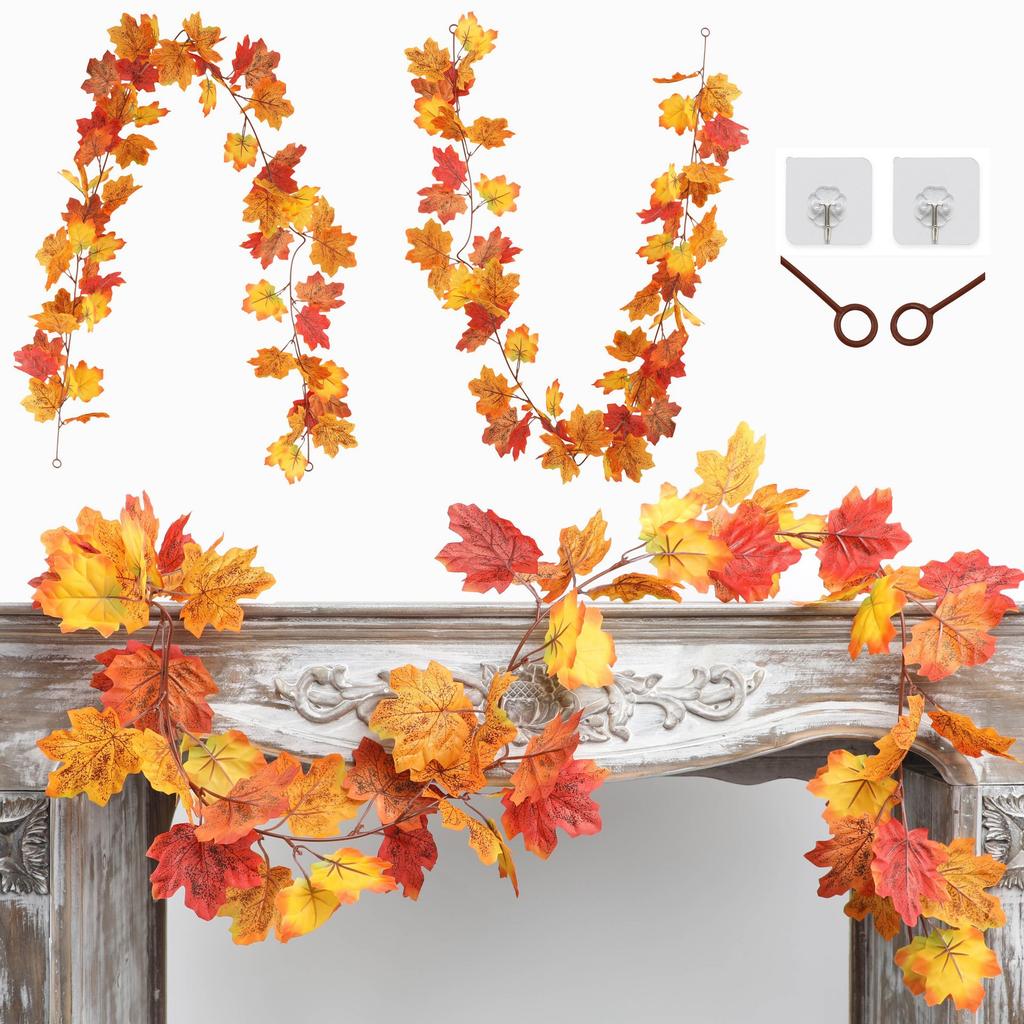 Fancyfamily 1PC Thanksgiving Simulation Maple Leaf Vine Wall Hanging Festival Home Decoration