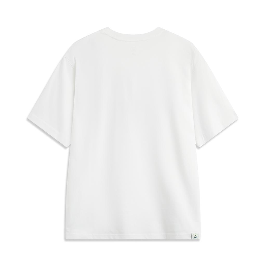 Li Ning Sports Trend Series Tričko s potiskem písmen s kulatým výstřihem, pohodlné, prodyšné, s krátkým rukávem, unisex topy, bílá AHSUC29-1