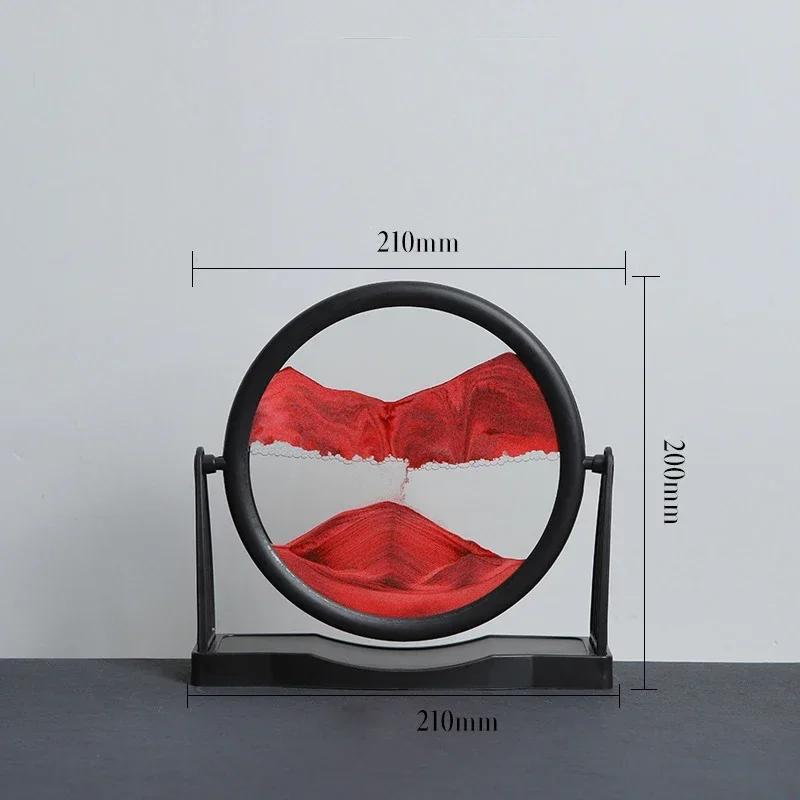 Rotatable Round Glass Sandscape, Moving Sand Art Picture, Quicksand Liquid Hourglass, Home Office Decor, Flowing Sand Painting