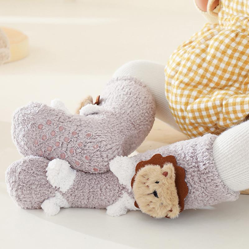 Baby Cartoon Animal Floor Sock Newborn Socks Non-slip Leg Warmers Coral Fleece