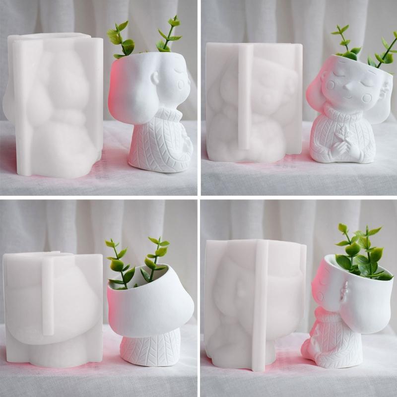 Planter Molds for Epoxy Resin Casting Moulds Craft Tool Silicone Casting Pen Holder Vase Flower Girl Molds