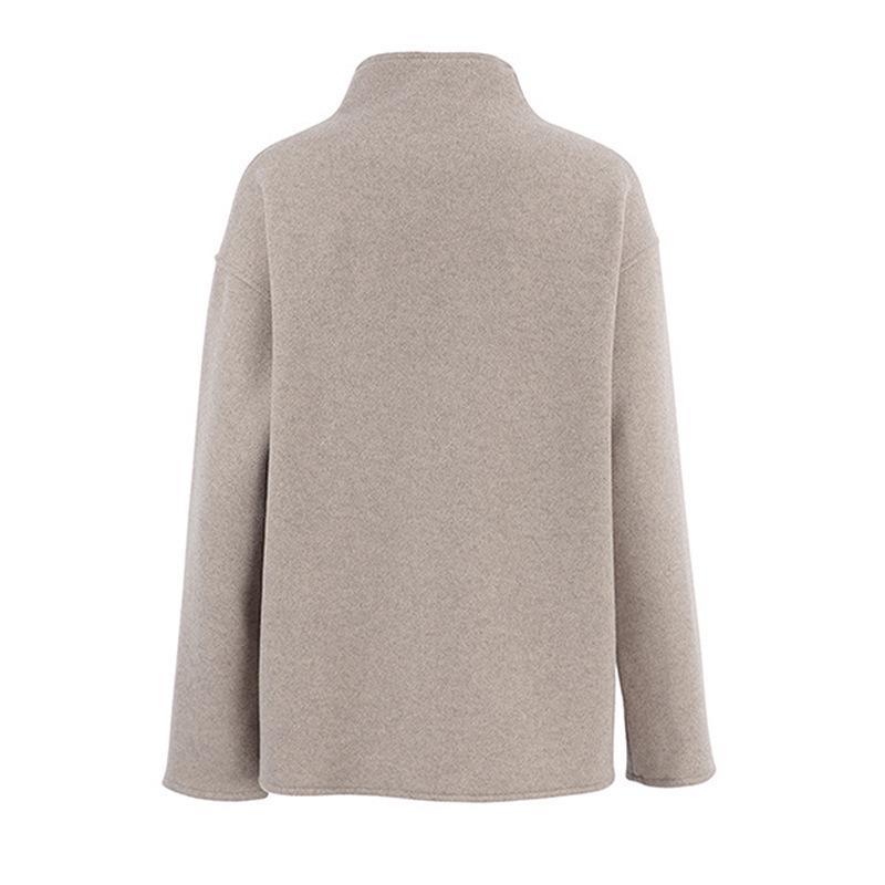 2025 Women's Double-Breasted Solid Wool Coat - Casual British Style