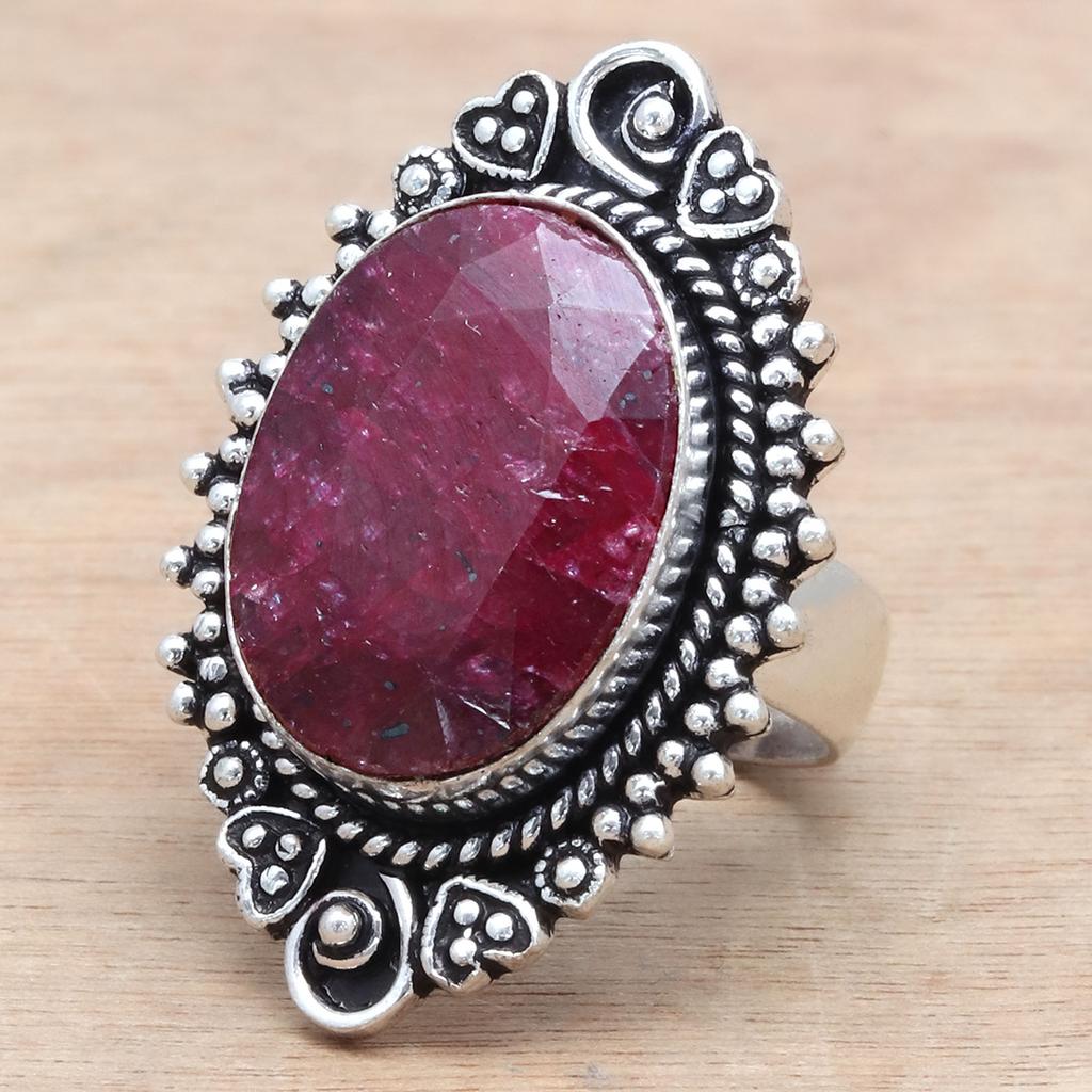 Ruby Shappire Gemstone Handmade Silver Jewelry  "8"