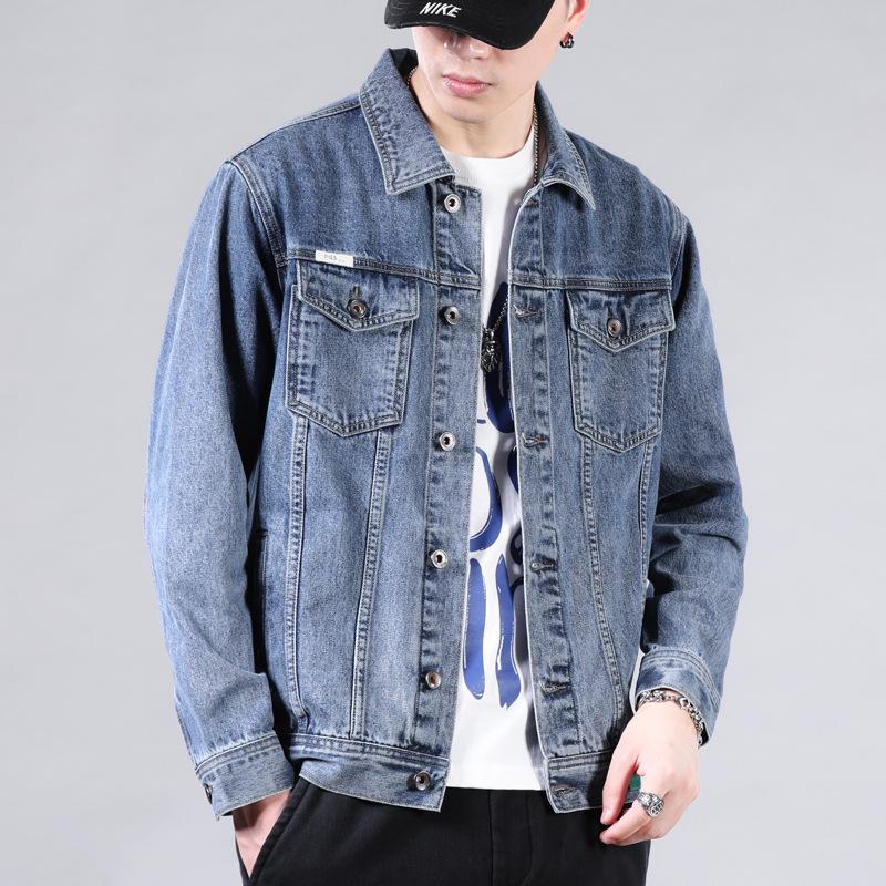 Men's Trendy Retro Loose-Fit Denim Lapel Jacket - Stylish Spring & Autumn Workwear Top