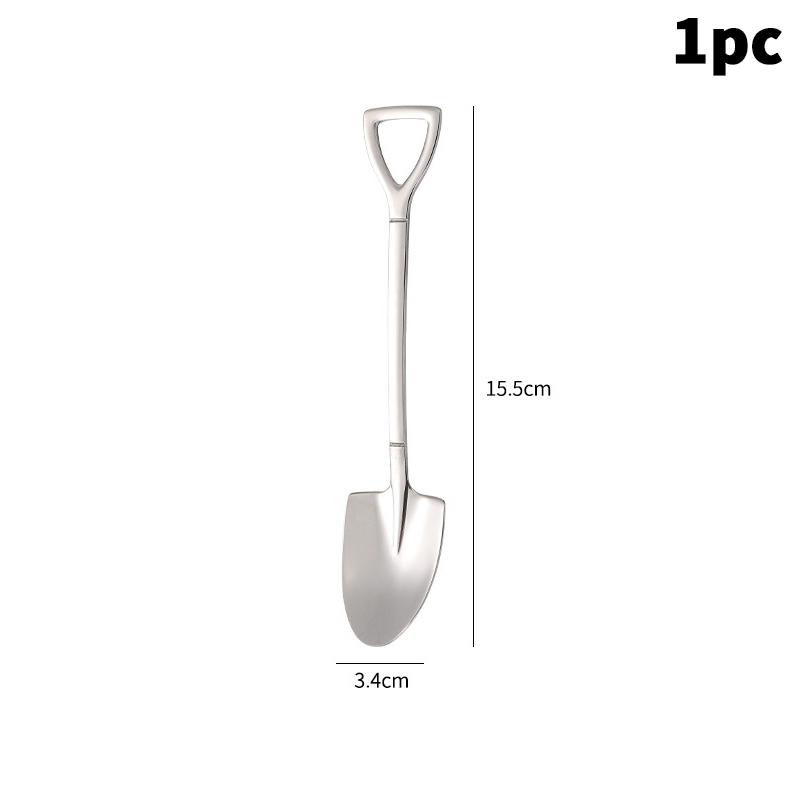 1/2Pcs New Shovel Spoons Stainless Steel Teaspoons Creative Coffee Spoon For Ice Cream Dessert Tableware Scoop Cutlery Set