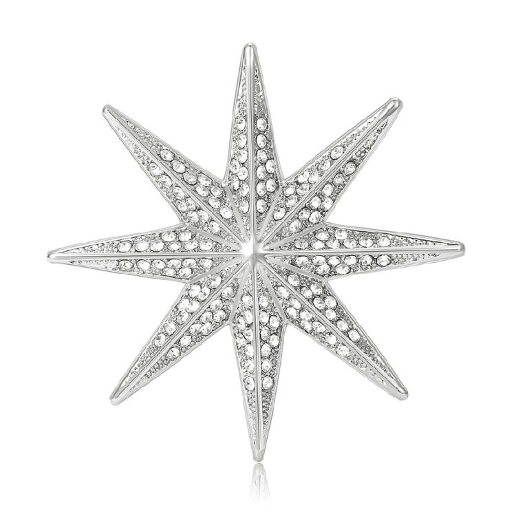 Spilla Decorativa Stella a 8 Punte Accessorio Distintivo in Lega Per Brillare in Insieme Durante gli Spostamenti Feste