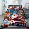 Cartoon Santa Claus Duvet Cover Elk Christmas Bedding Set With Zipper 1 Duvet Cover 2 Pillow Case Queen King Bedroom Decor