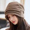 Hat Women's big head circumference stacking hat New autumn and winter warm headhat Thickened foreign style hat