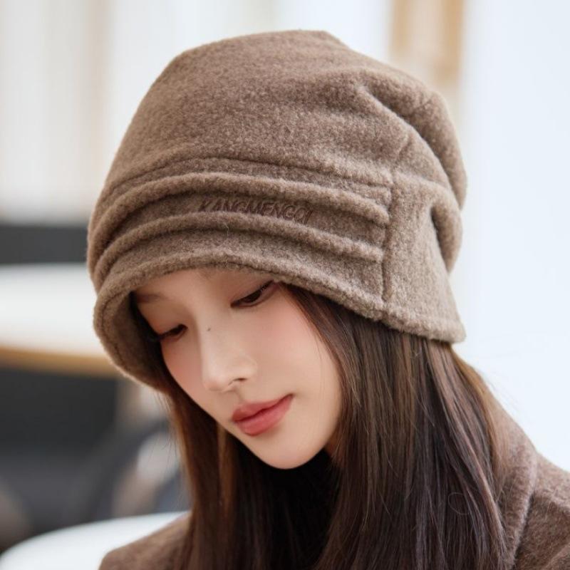 Hat Women's big head circumference stacking hat New autumn and winter warm headhat Thickened foreign style hat