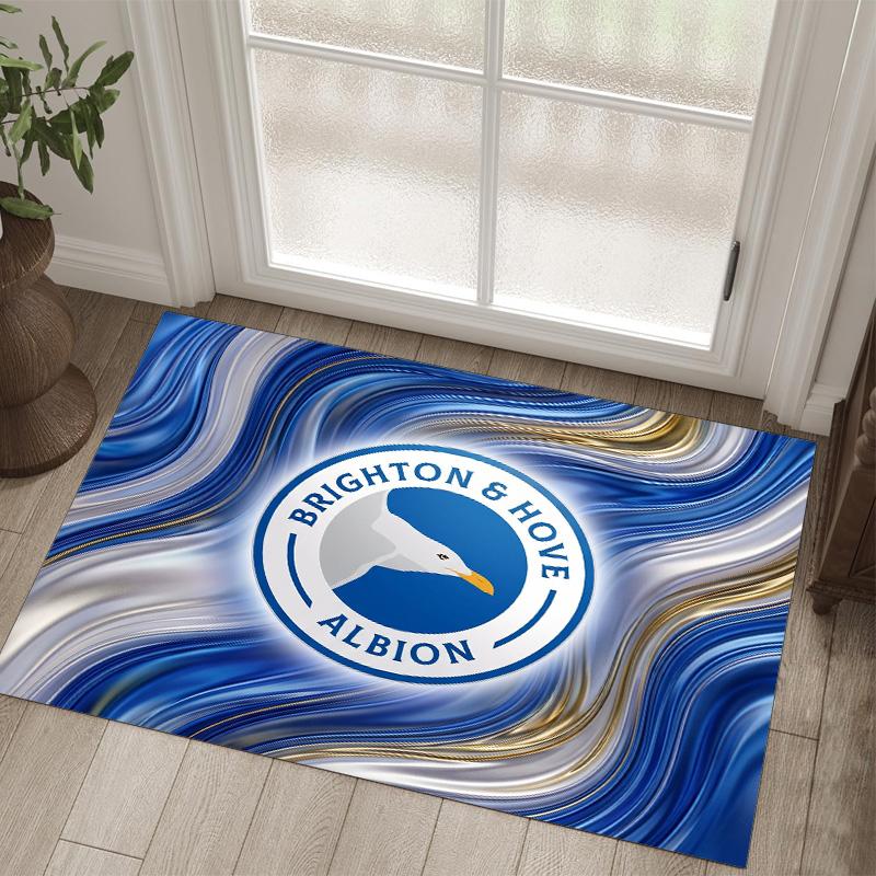 Brighton & Hove Albion Football Design Crystal Velvet Carpet Cozy Non?Slip Printed Rug For Bedroom Living Room Entrance