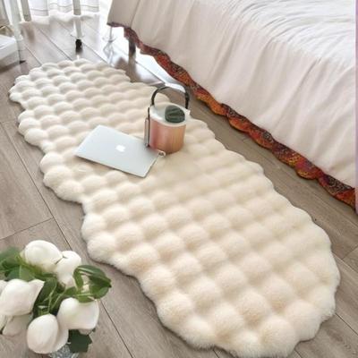 Cream Style Carpet, Irregular Shape, Plush Bubble Floor Carpet, Bedroom Bedside Blanket