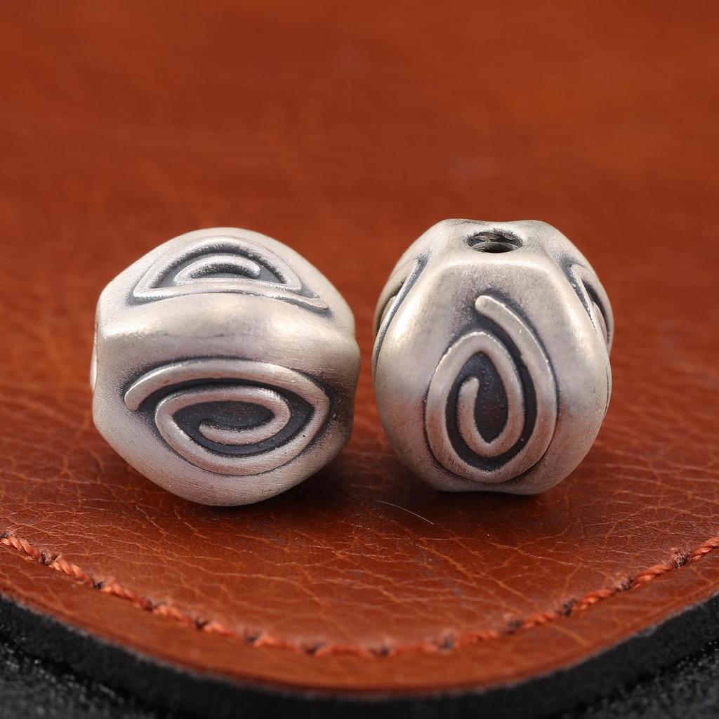 Retro Sterling Silver S999 Eye Pattern Spacer Beads for DIY Red String Bracelet