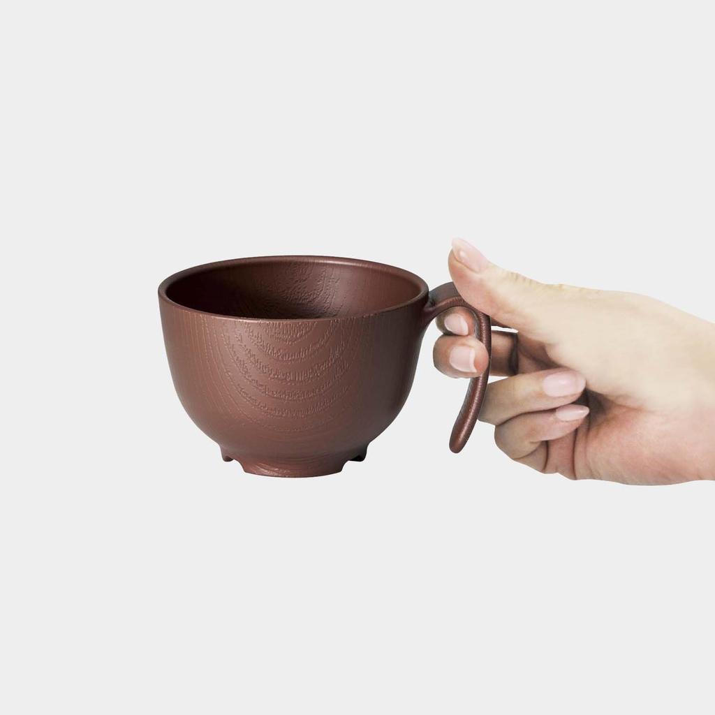 Skater Rice with Wood Grain Plastic Made with Biomass Microwave and Dishwasher Easy-to-Grip Bowl, 370ml, Handle, Brown, Handle, Materials, Safe,