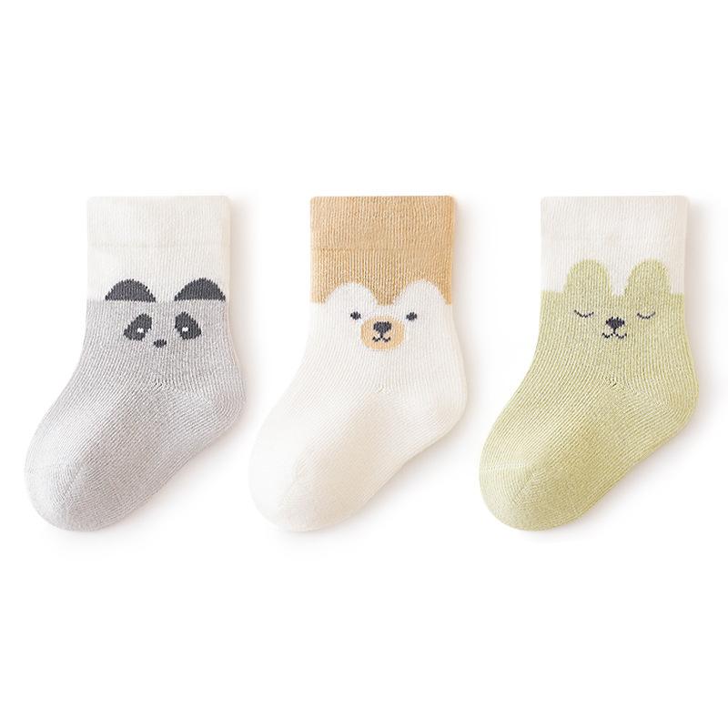 3Pairs/set New Autumn High Elastic Boneless Newborn Baby Tube Socks Toddler Girls Cute Bear In Tube Kids Infant Cartoon Socks