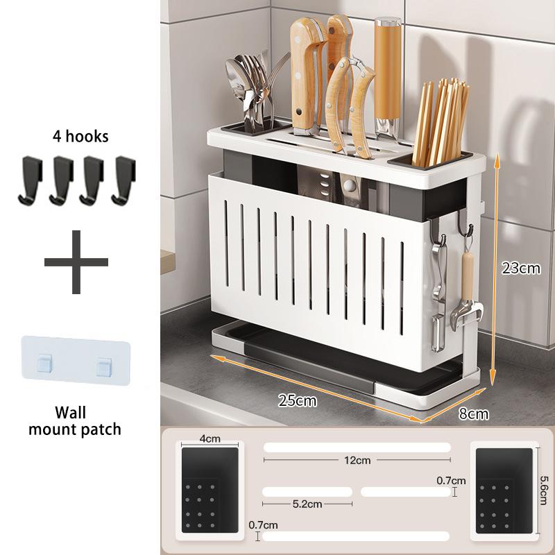 Suport cuțite blat bucătărie montat pe perete multifuncțional suport depozitare bețișoare linguri cuțite