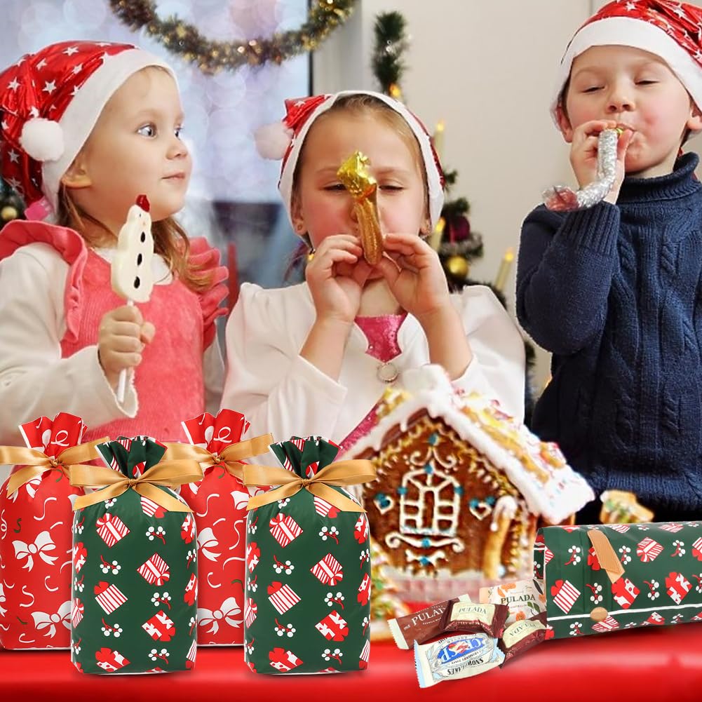 50pcs Christmas Candy Bags Santa Cookie Biscuit Packaging Bag  Home Gift Rebate Decoration For New Year Christmas Gifts