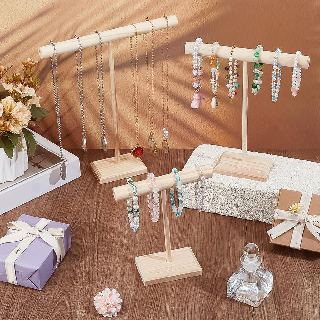 Wooden Bracelet Display Rack, T-shaped Jewelry Rack, Jewelry, Necklace, Watch Storage Rack, Minimalist Hanging Rack