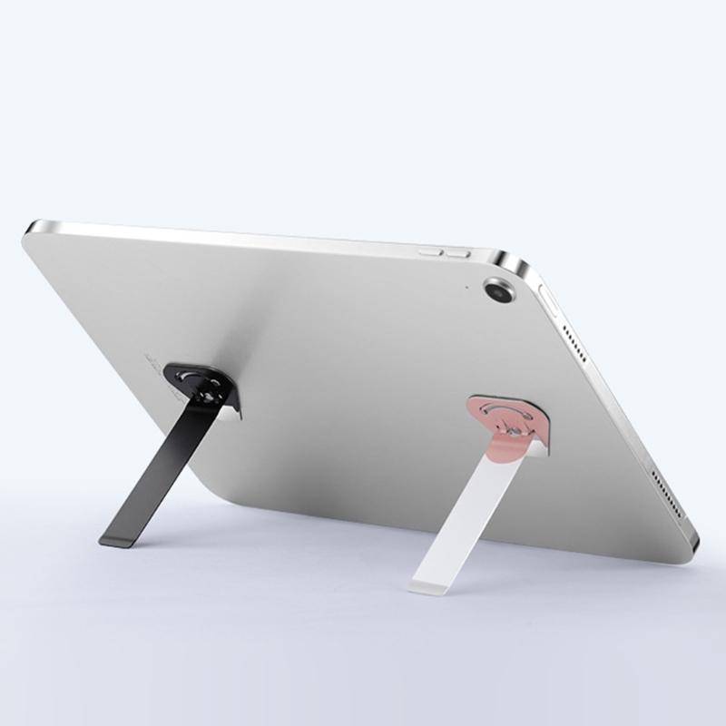 360 Degree Adjustable Kickstand Foldable Phone Mount Easy Stick On Tablet Support Stainless Steel for Work Entertainment