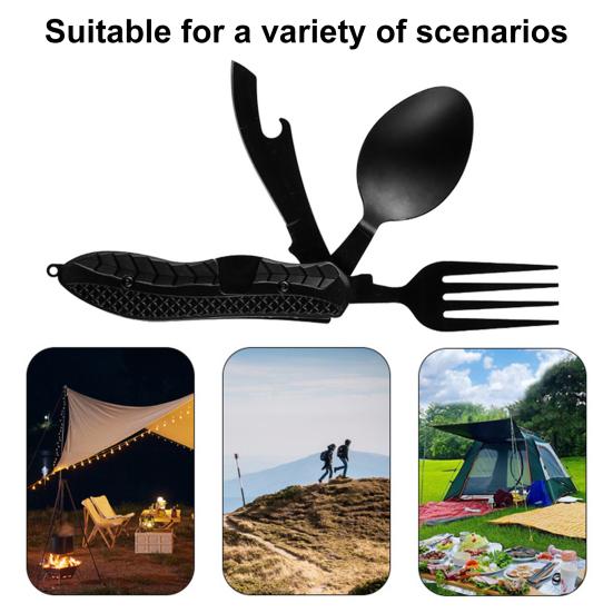 Camping Cutlery Set Foldable Split Food Grade Comfortable Grip Multifunctional Disassembly Picnic Fork Spoon Cutter Set for Outdoor