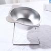 Fall-Resistant Stainless Steel Cat Bowl Cervical Protection Anti overturning Elevated Cat Food Bowl with Stand 15°Tilted Angle