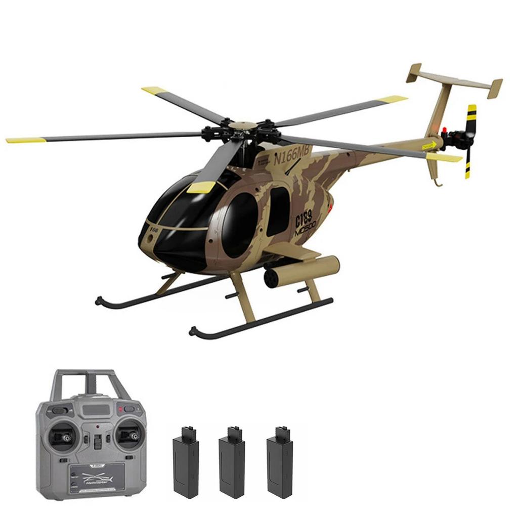 Remote Control Helicopter, 2.4G 4CH UAV 1:28 Fixed Height Single Blade Flybarless Remote Control Helicopter RTF with Optical Localization - Camou