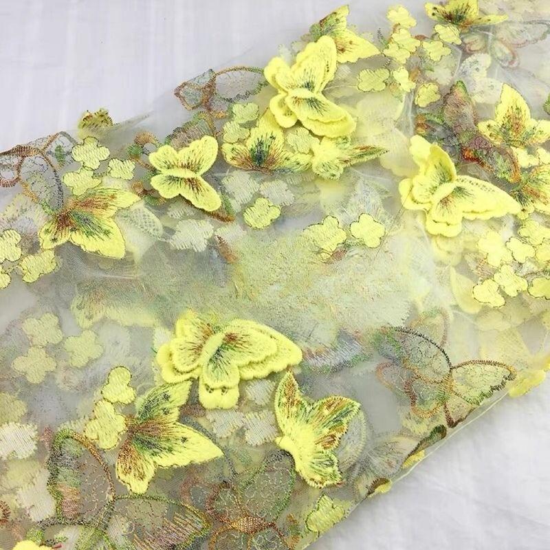 New Multi-color 3D Butterfly Embroidered Lace Fabric Suitable for Wedding Dresses Formal Gowns and Designer Clothing Fabrics