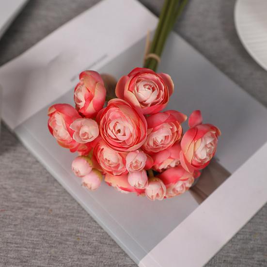 6Pcs Artificial Camellia with Stem Realistic Colorful Fake Rose Flower Wedding Home Office Table Centerpiece Faux Floral Bouquet Flower Arrangement