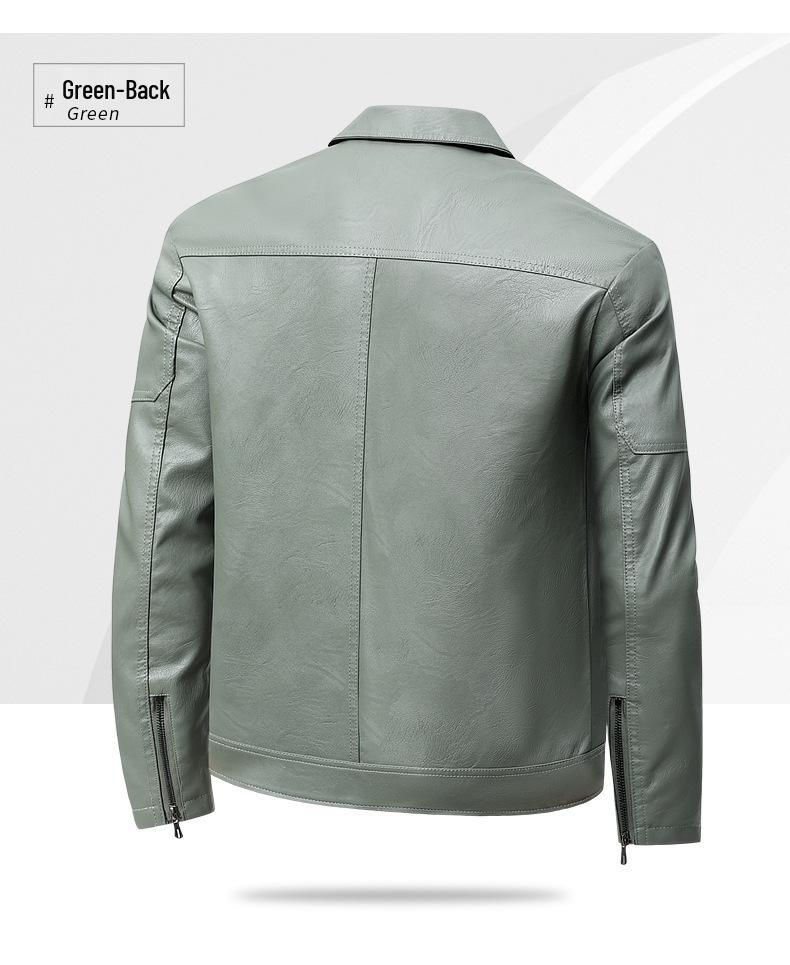 2025 Slim Fit Men's Leather Jacket - Youthful Trend, Autumn/Winter Korean Style, Handsome Plus Size Fashion Coat