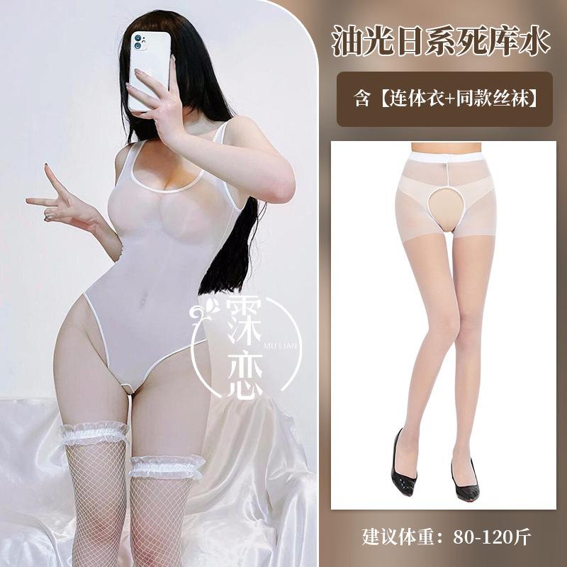 Błyszczący jednoczęściowy strój kąpielowy dla kobiet, seksowny, z perspektywą, japoński, dead pool, wodny, czyste pożądanie