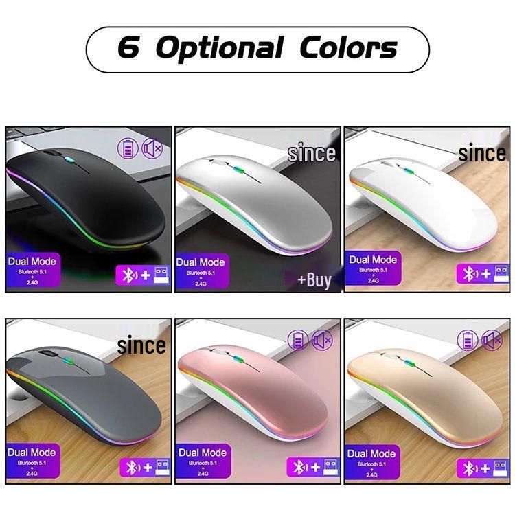 Rechargeable Dual-Mode Wireless Bluetooth Mouse with Custom Logo - Silent & Luminous for Business and Gaming