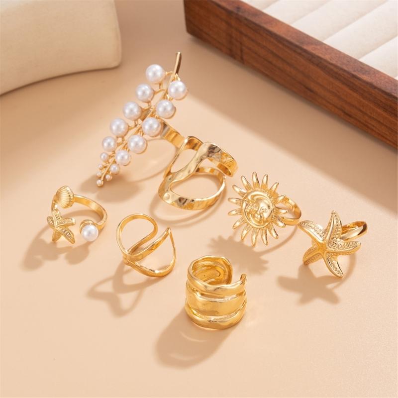 Stylish Sea Star Solar Designs Alloy Rings Comfortable Wear For Daily Outfits