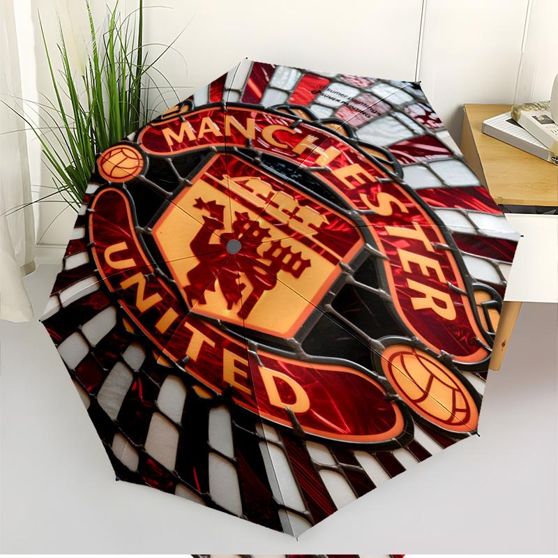 Manchester United F.C Print Automatic Open Close Umbrella, Portable Foldable Umbrella, for Outdoor Commute Camping Trip, Ideal Birthday Gift