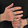 Ingemark 4Pcs/Set Punk Retro Five-Pointed Star Spiral Wide Rings Men Creative Hip-Hop Thick Finger Rings Set Steampunk Jewelry