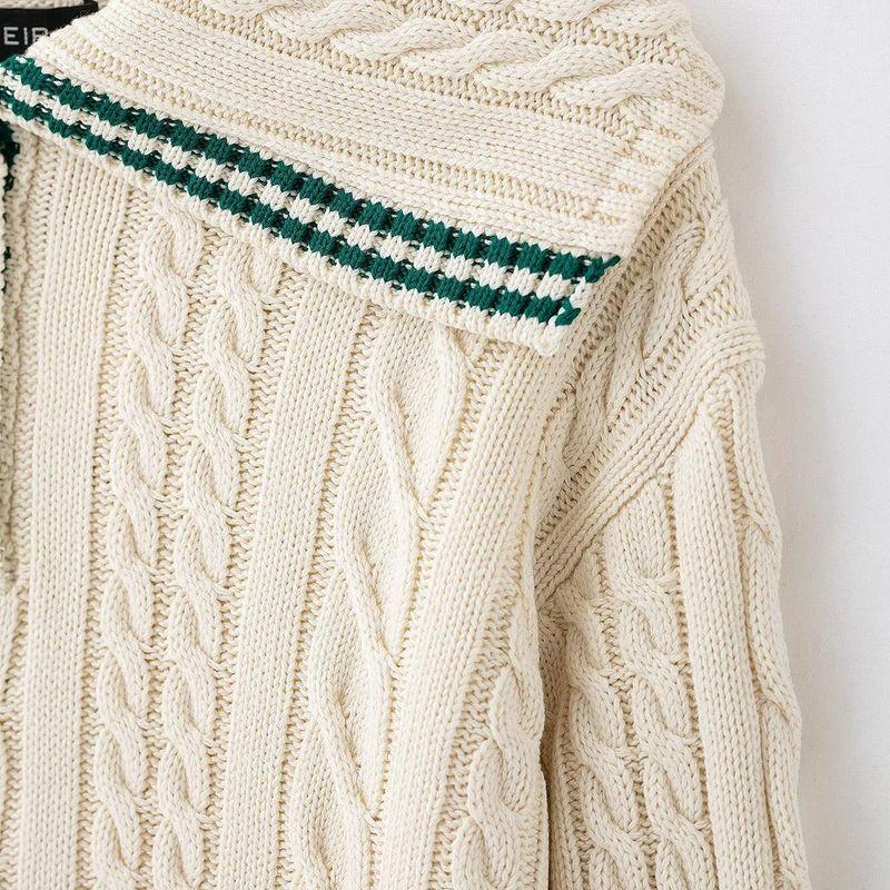 Kaslead New Arrival Women's Fashion Style Lapel Long Sleeves Knitwear Skirt 6771047 6771048