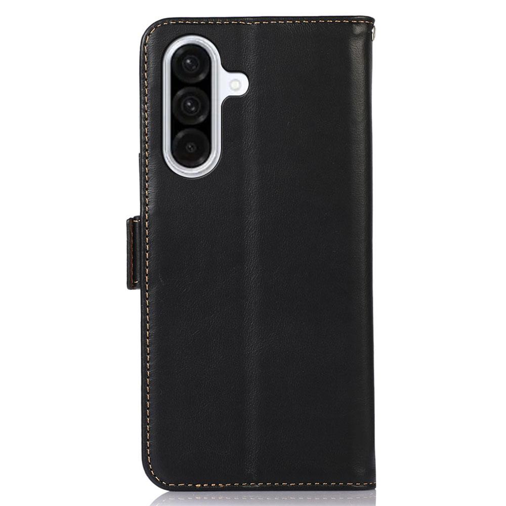For Samsung Galaxy A17 Case RFID Blocking Genuine Cow Leather Wallet Phone Cover