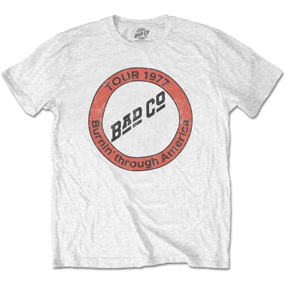 Men s Bad Company Burnin Through America Slim Fit T-shirt Small White XL