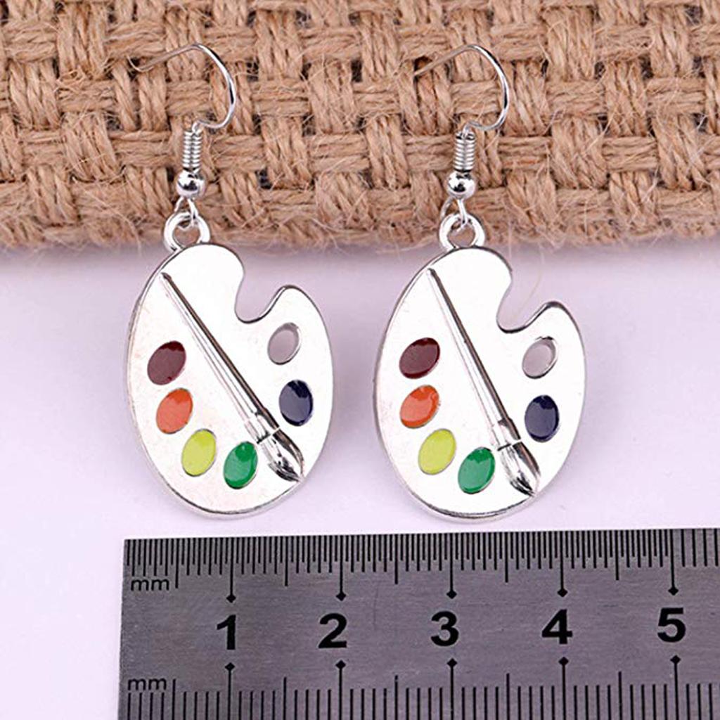 Novelty Fun Art Paint Palette Necklace and Hook Earrings Set for Friends Party