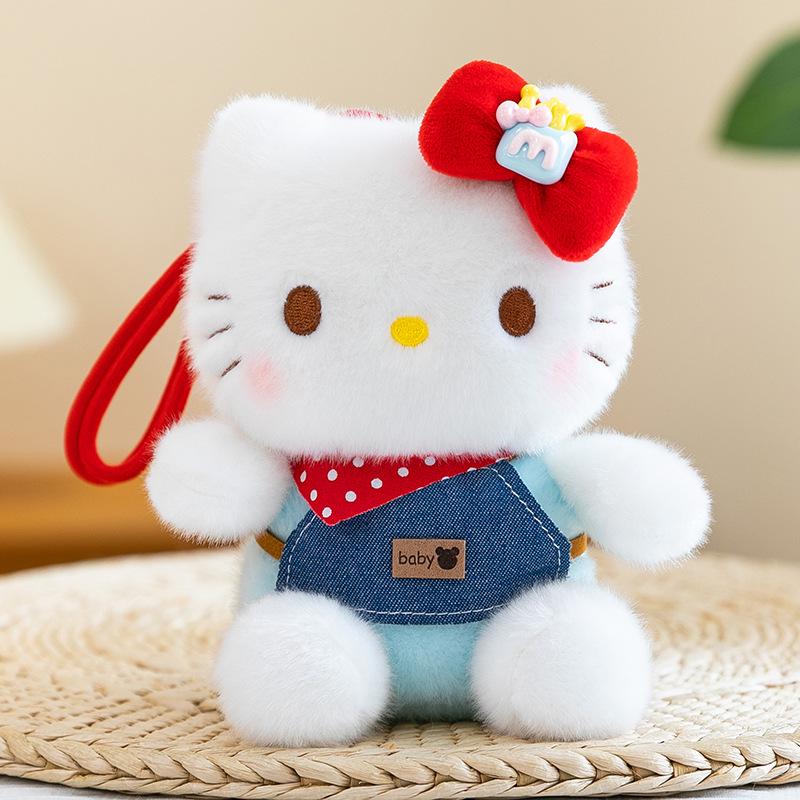 Hello Kitty 6" Pendant Plush Doll with Overalls Keychain