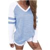Fashion Women's V-collar Splicing Long Sleeves Leisure Time Tops Blouses
