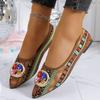 Damen Mittelgröße Metallschnalle Niedriger Absatz Graffiti Spitzschuh Tiefe Ausschnitte Ballerinas Retro Römischer Stil Neue Herbstschuhe