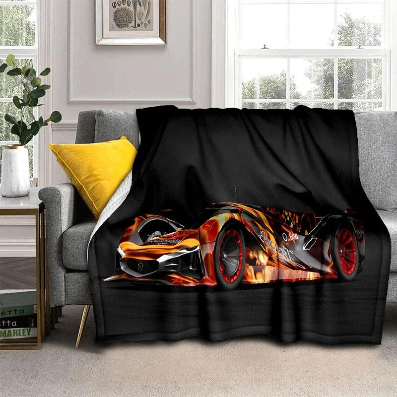 Coperta Cartone Animato Auto Sportiva Futura 3D HD Concept Car, Coperta Morbida da Divano per Casa Camera da Letto Letto Divano Picnic Viaggio Coperta per Bambino